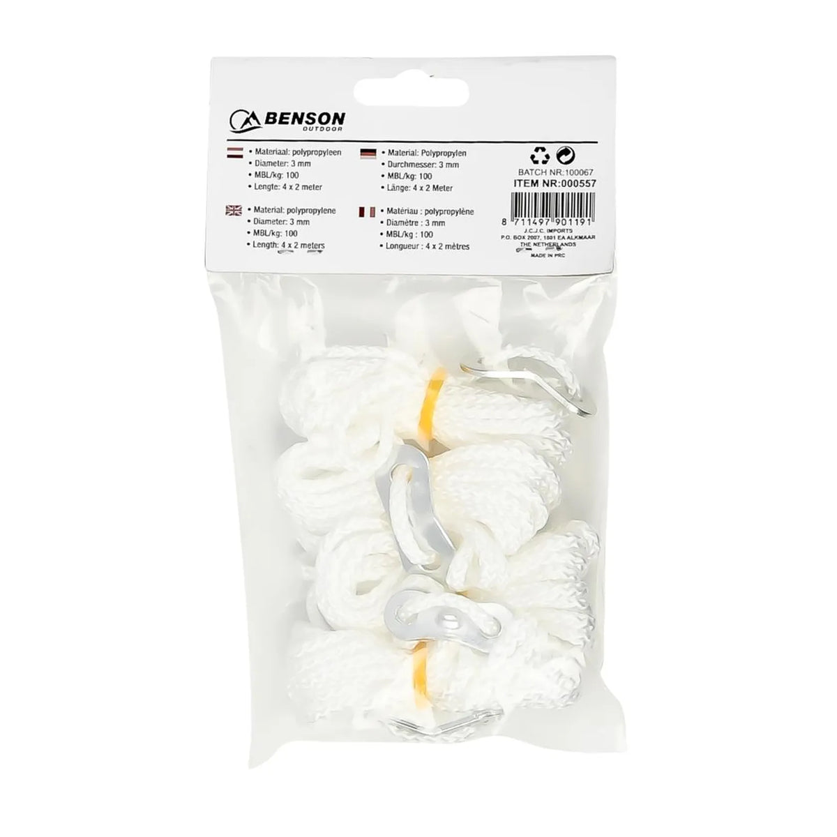Benson Outdoor Touw scheerlijn 4 mm x 2 mtr + spanners