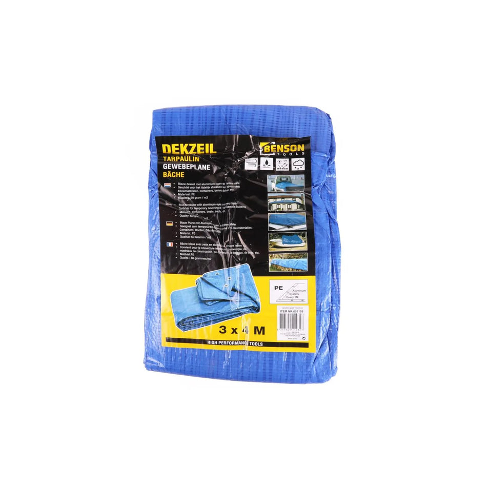Benson Tools Dekzeil 3 x 4 m blauw