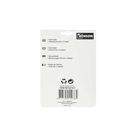 Benson Tools Foamtape breed 20 mm x 2 mtr