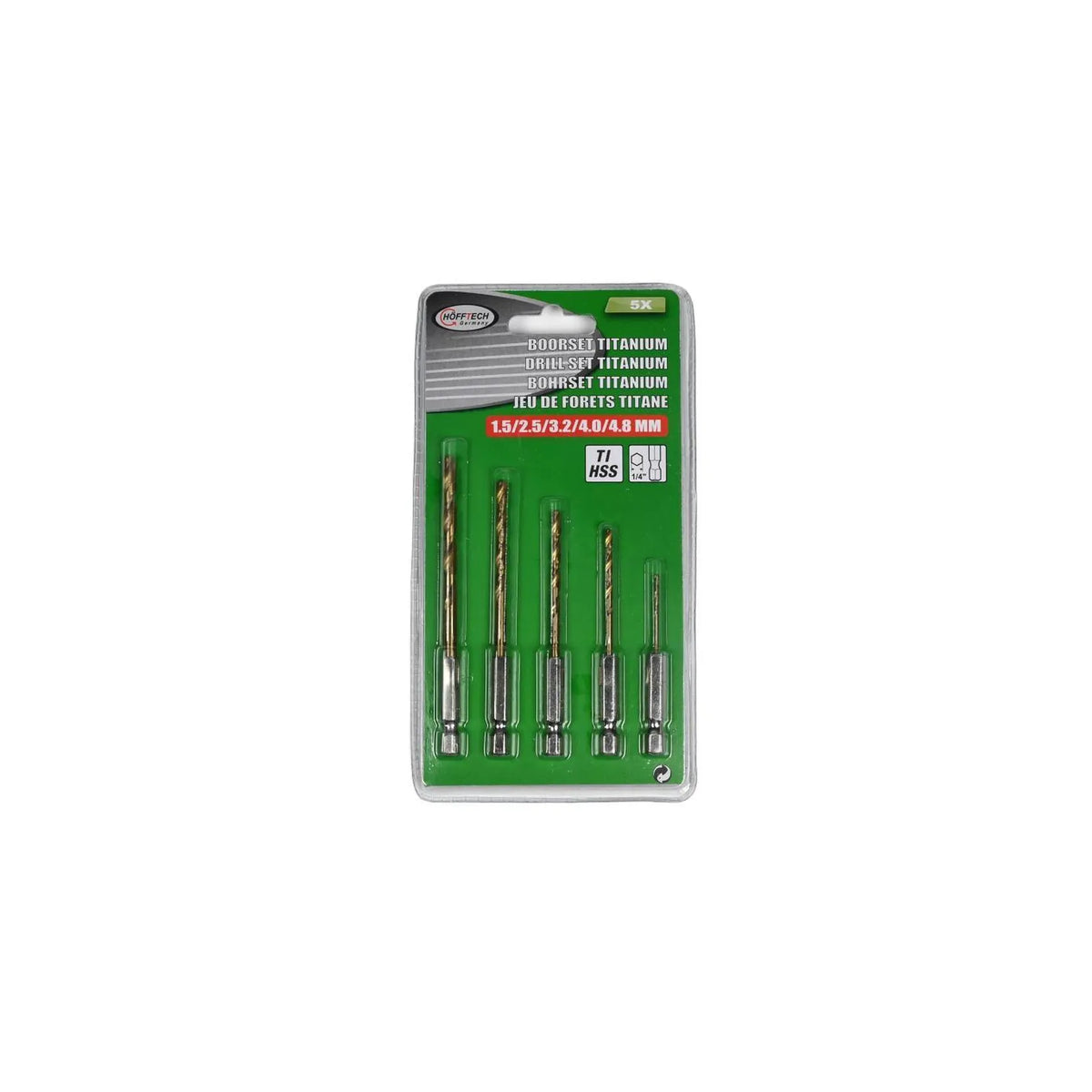 Benson Tools Boorset 5 dlg titan bit 1,5/2,5/3,2/4,0/4,8 mm