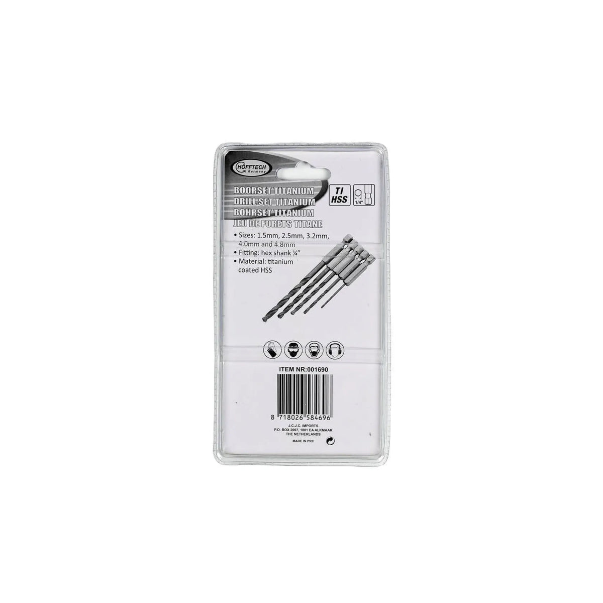Benson Tools Boorset 5 dlg titan bit 1,5/2,5/3,2/4,0/4,8 mm