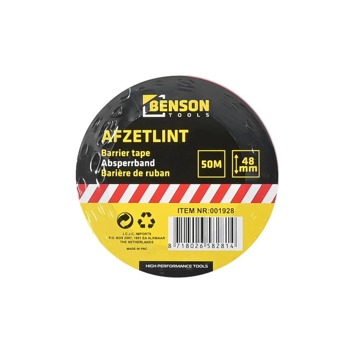Benson Tools Afzetlint rood/wit 50 mtr