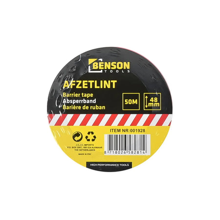 Benson Tools Afzetlint rood/wit 50 mtr