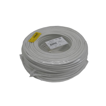 Stroomkabel rond 2 x 0.75 100 m wit