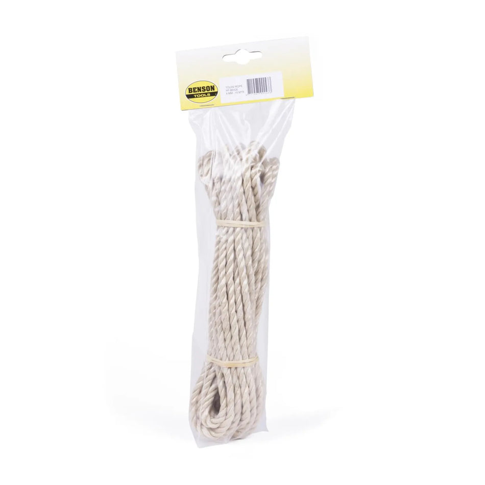 Benson Tools Touw 6 mm x 10 mtr streng beige