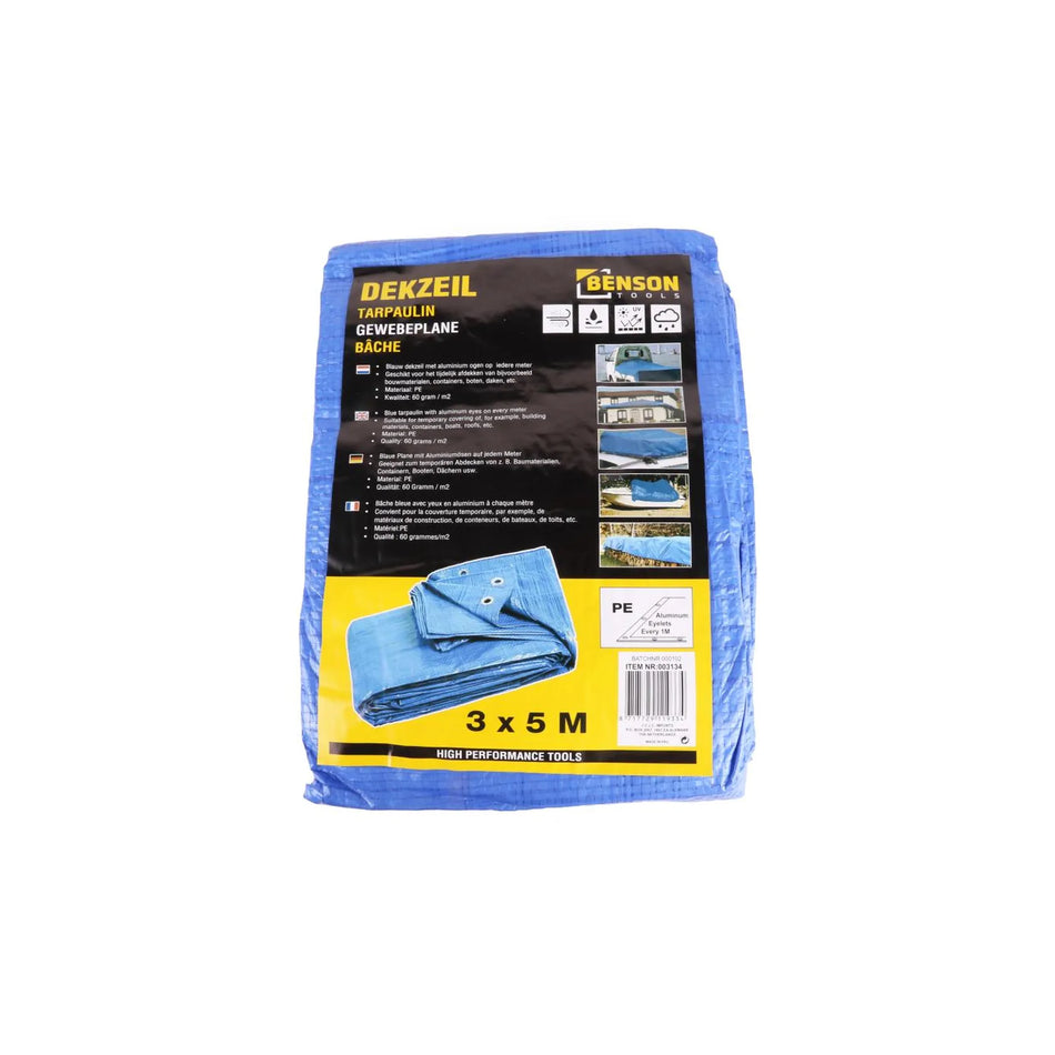 Benson Tools Dekzeil 3 x 5 m blauw