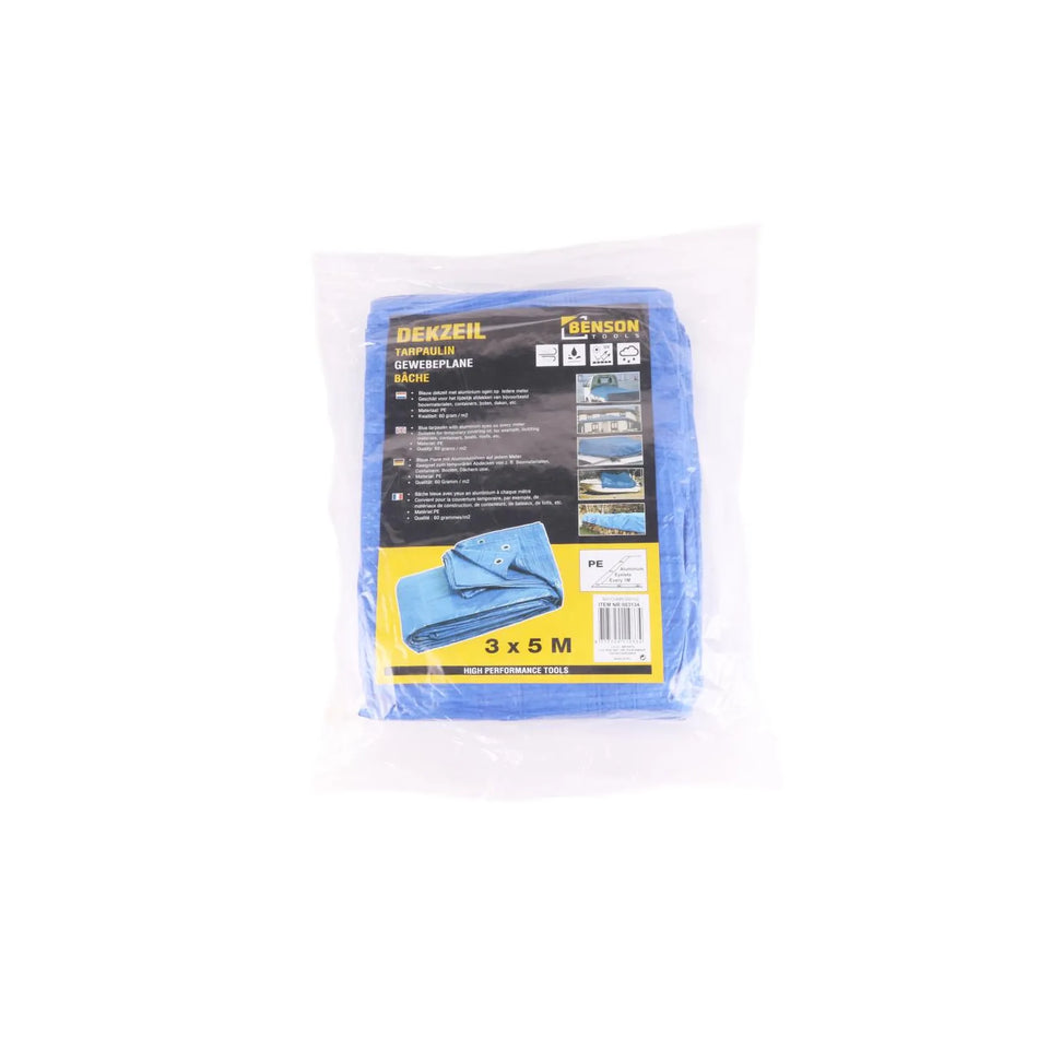 Benson Tools Dekzeil 3 x 5 m blauw