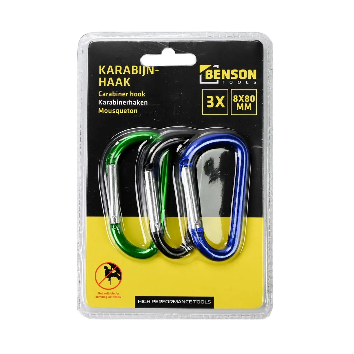 Benson Tools Karabijnhakenset 3-delig 8 x 80 mm