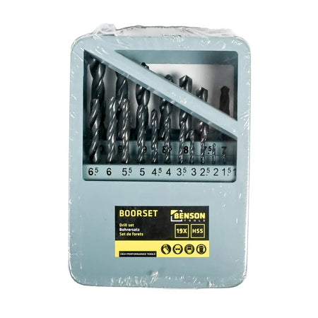 Benson Tools Boorset 19 dlg HSS stalen cassette
