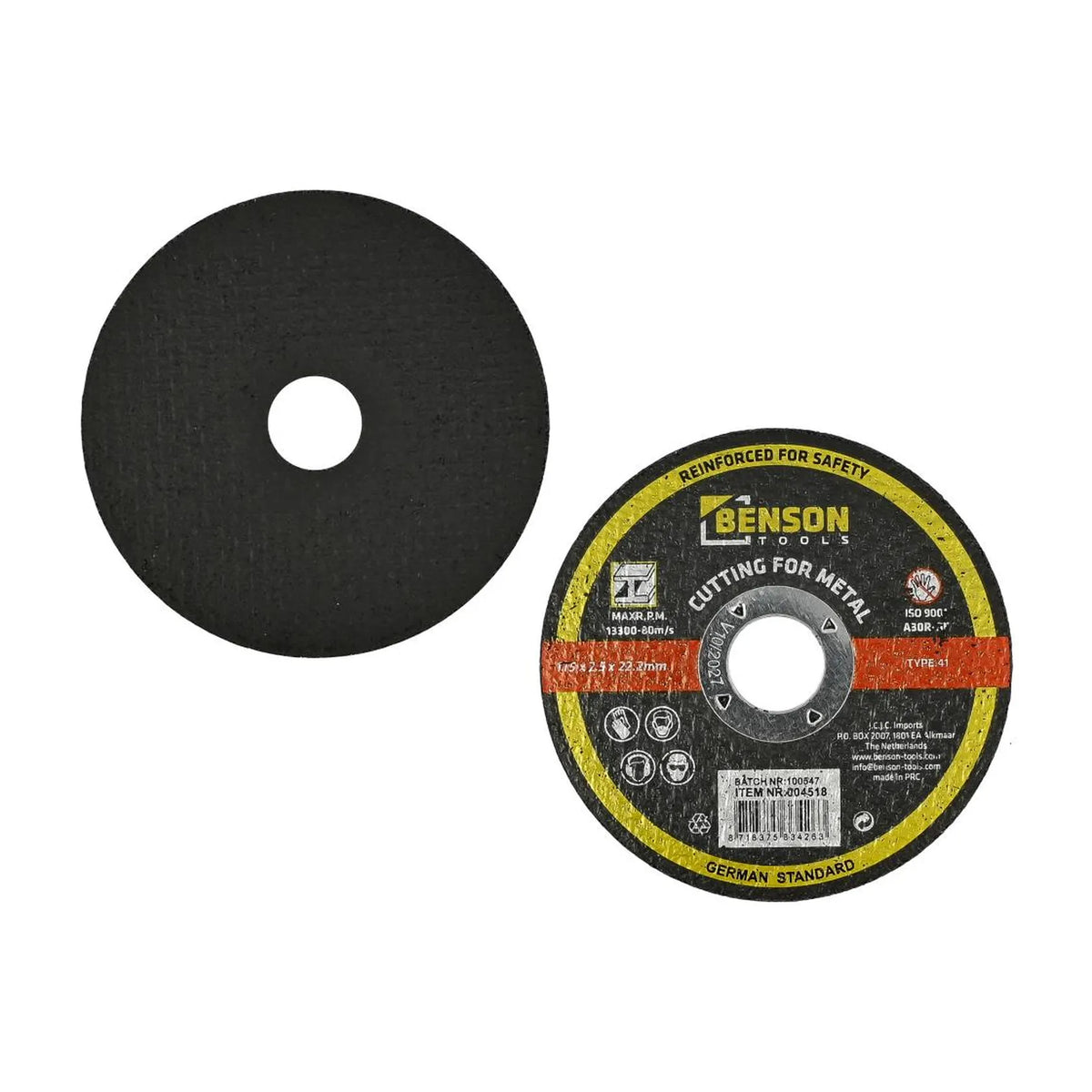 Benson Tools Doorslijpschijf metaal ø115 x 2.5 x 22.2 mm