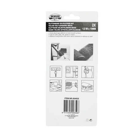 Benson Tools Klittenband zelfklevend wit 1 m