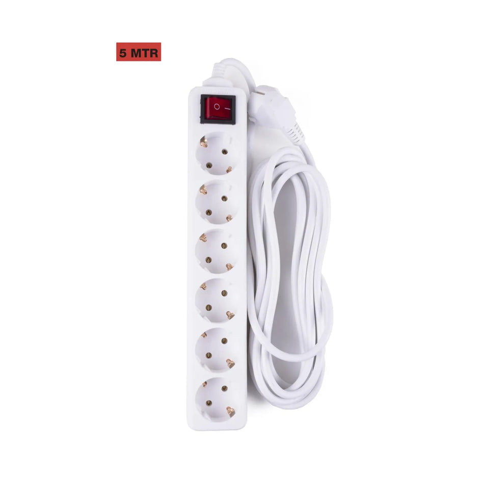 Benson Electric Stekkerdoos 6-voudig + RA + schakelaar 5 mtr