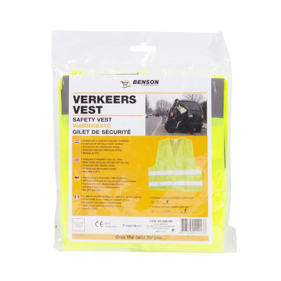 Benson Automotive Verkeersvest geel EN471 + EN ISO 20471