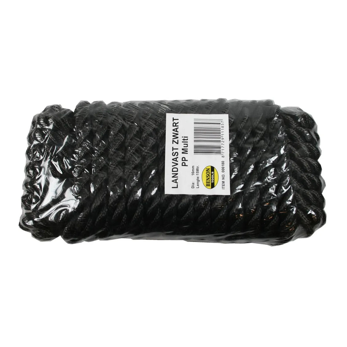 Benson Tools Touw landvast 16 mm x 15 mtr zwart