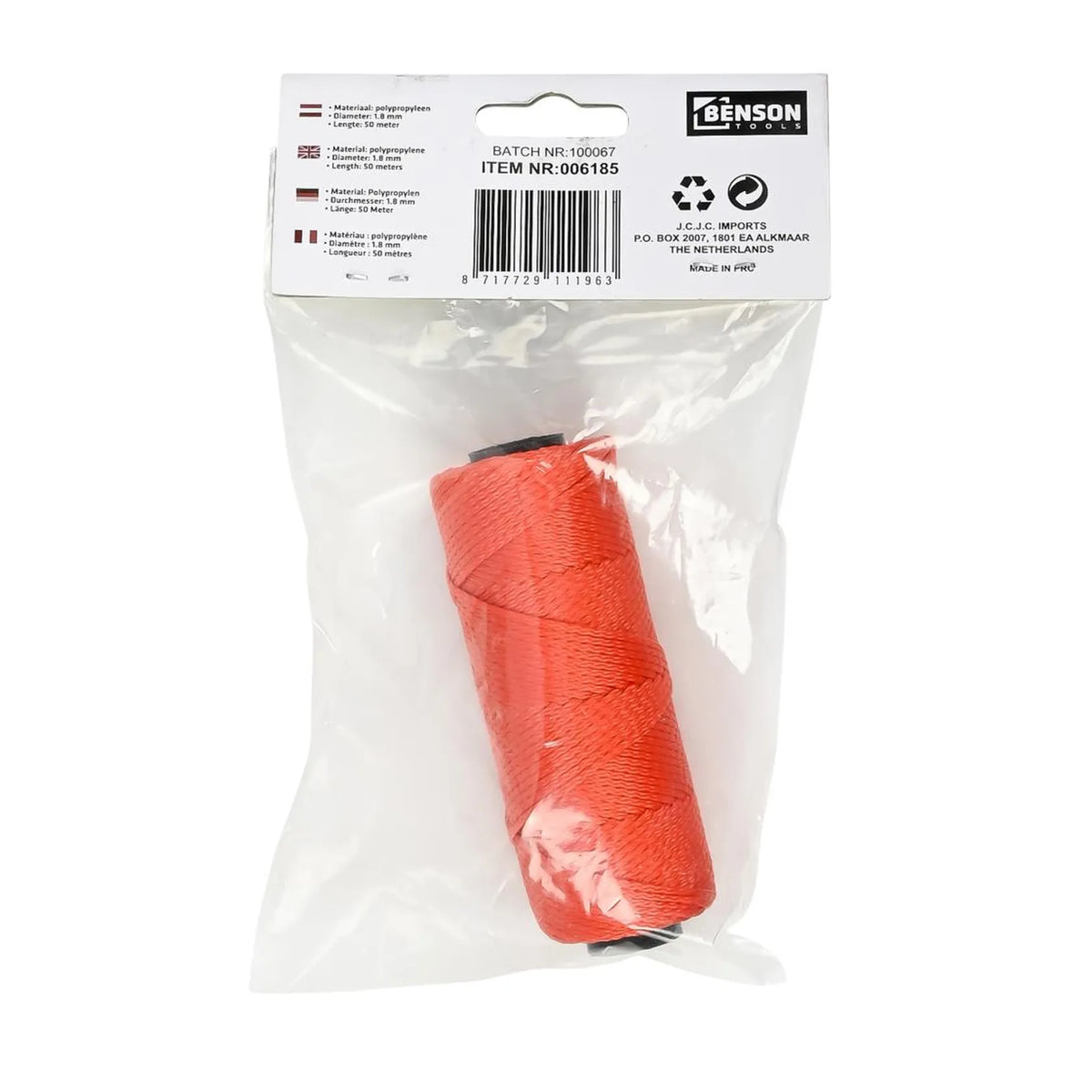 Benson Tools Touw bouwlijn 1.5 mm x 50 mtr oranje