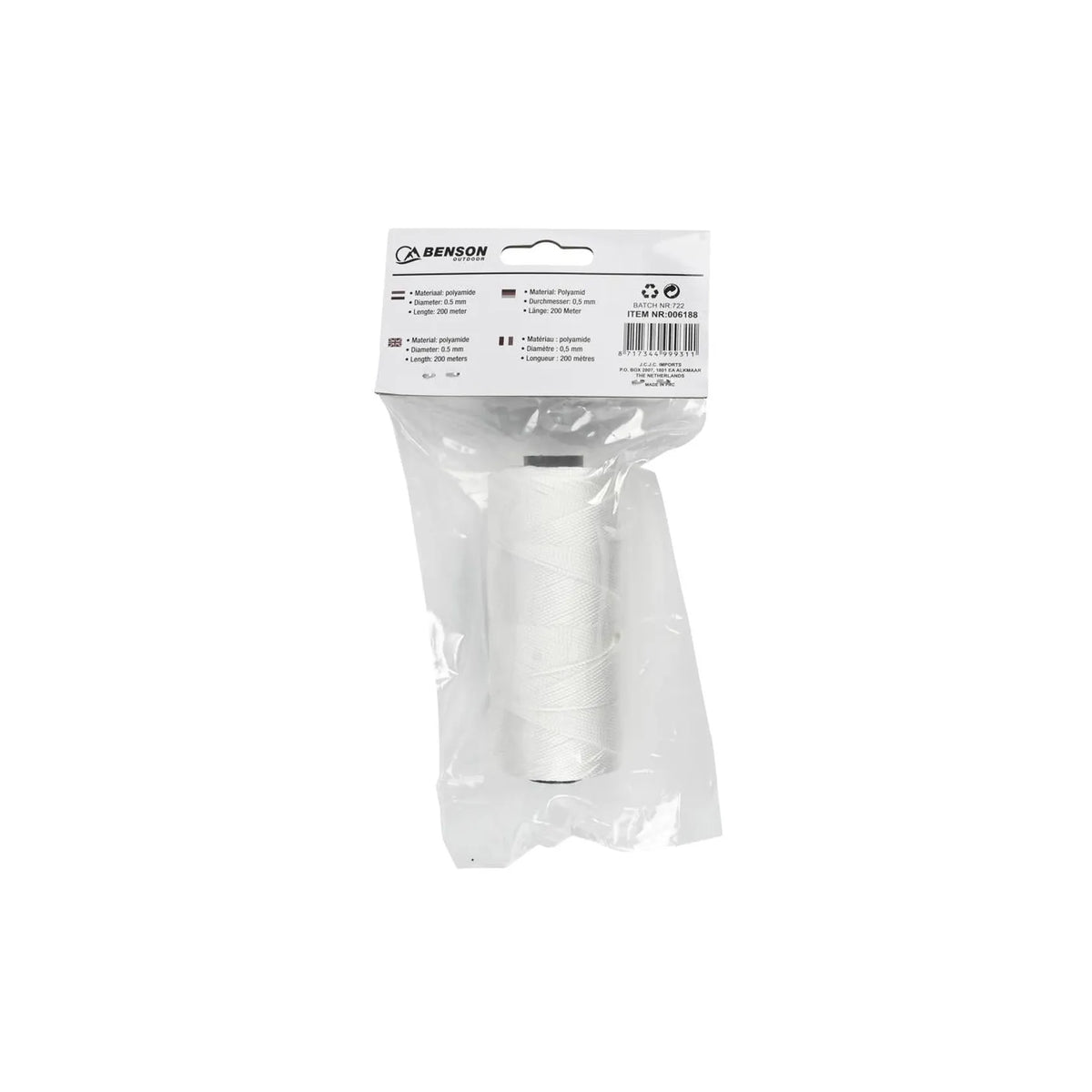 Benson Outdoor Touw vliegertouw 0.5 mm x 200 mtr wit