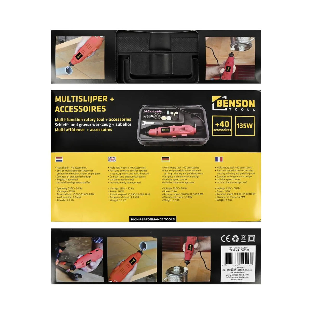 Benson Tools Multislijper 135W + accessoires in blowcase