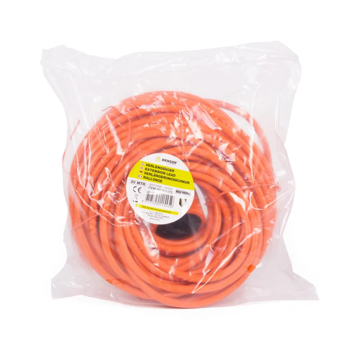 Benson Electric Verlengsnoer 2X1.5 niet geaard 20 mtr oranje