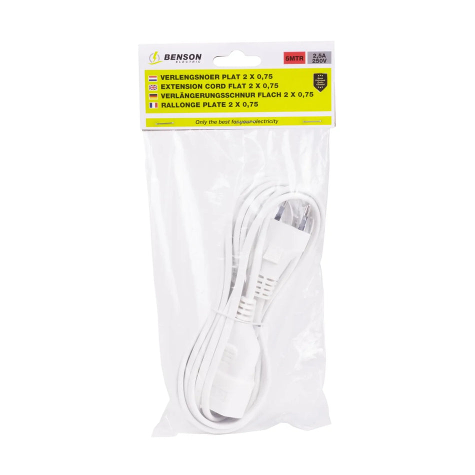 Benson Electric Verlengsnoer plat 2 x 0.75 5 mtr