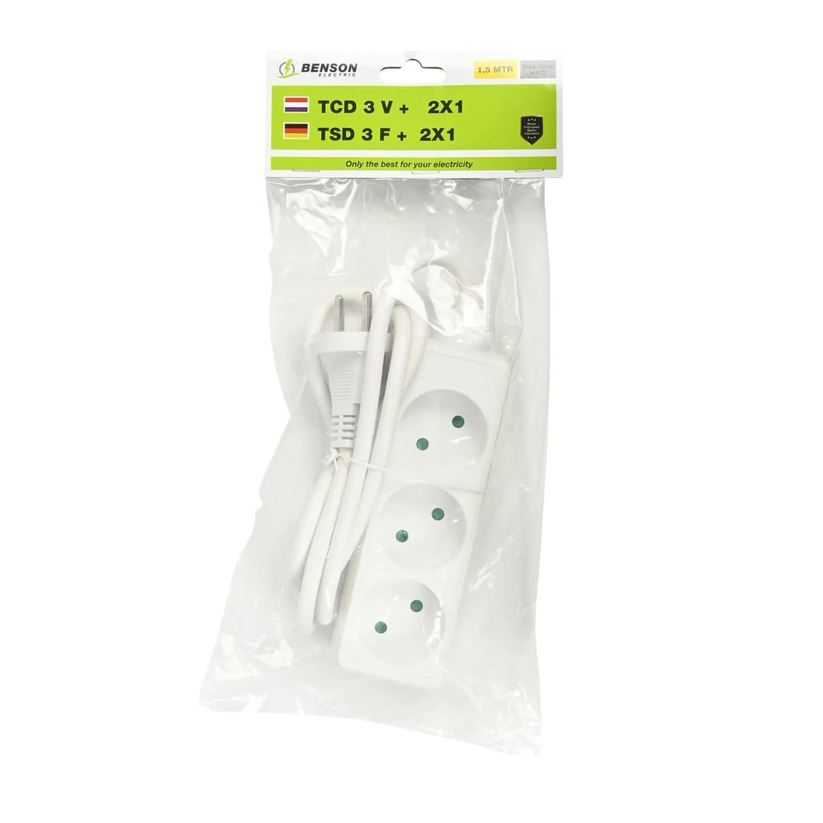 Benson Electric Stekkerdoos 3-voudig 2X1.5 mm + 1.5 mtr