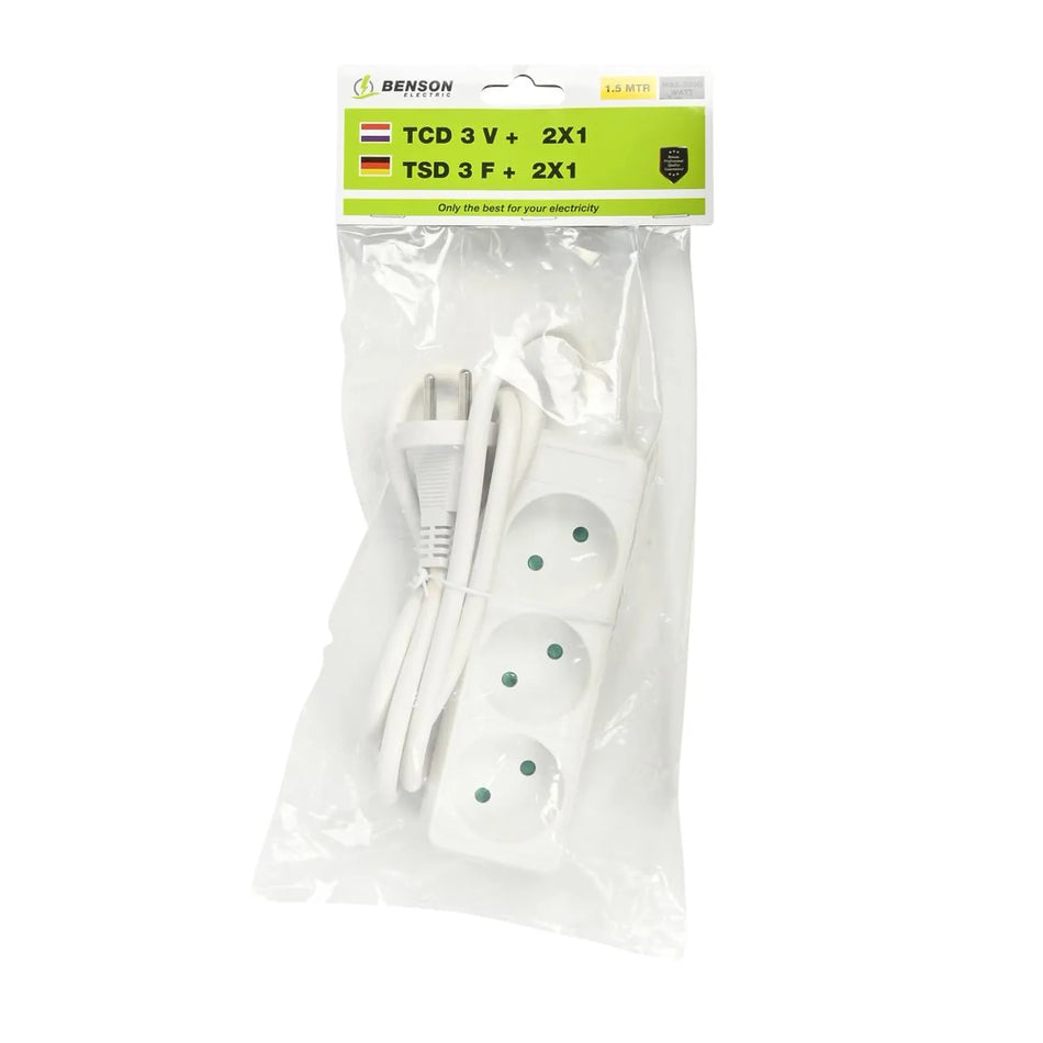 Benson Electric Stekkerdoos 3-voudig 2X1.5 mm + 1.5 mtr