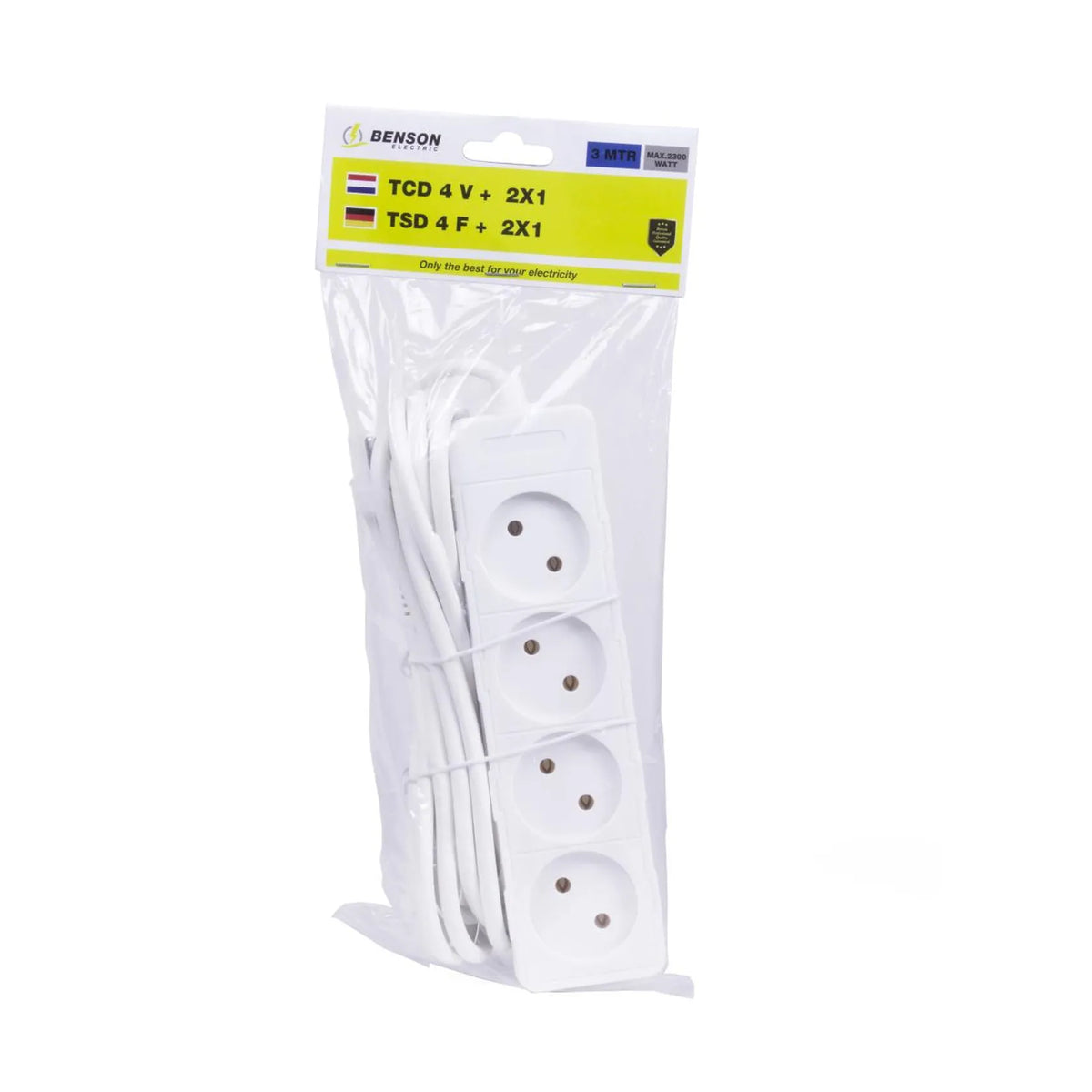 Benson Electric Stekkerdoos 4-voudig + 2 x 1.0 + 3.0 mtr
