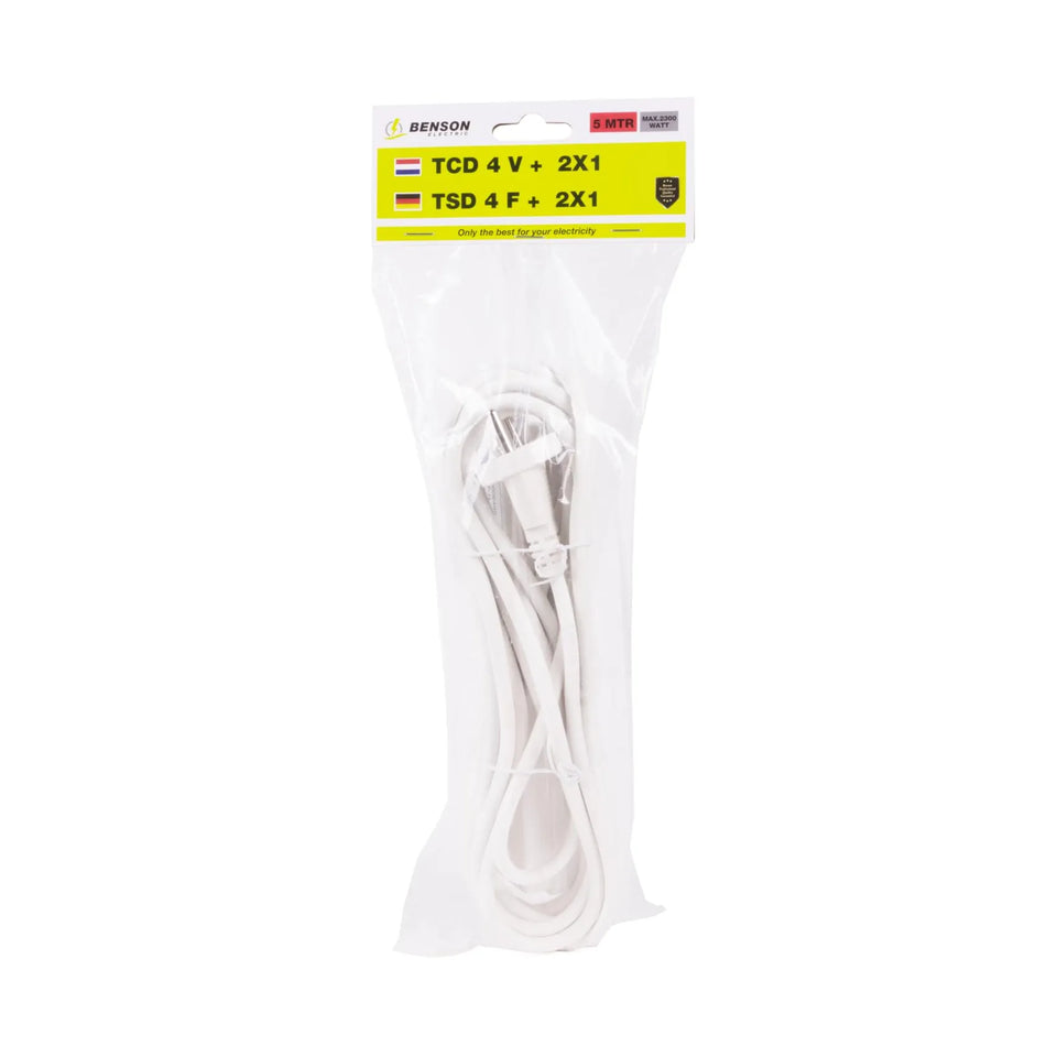 Benson Electric Stekkerdoos 4-voudig + 2X1.5 + 5.0 mtr