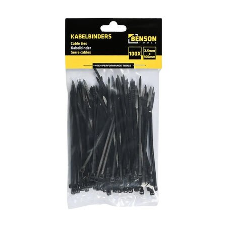 Benson Tools Kabelbinders 2.5 x 100 mm 100 dlg zwart