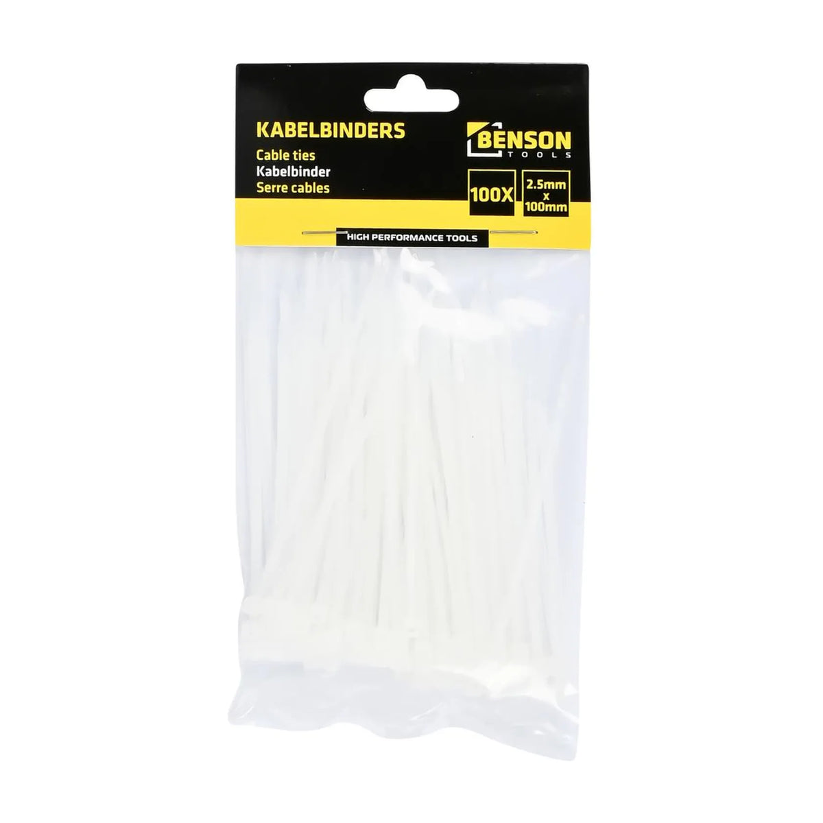Benson Tools Kabelbinders 2.5 x 100 mm 100 dlg wit