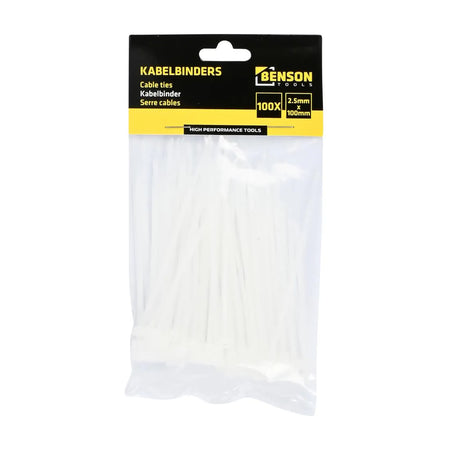 Benson Tools Kabelbinders 2.5 x 100 mm 100 dlg wit