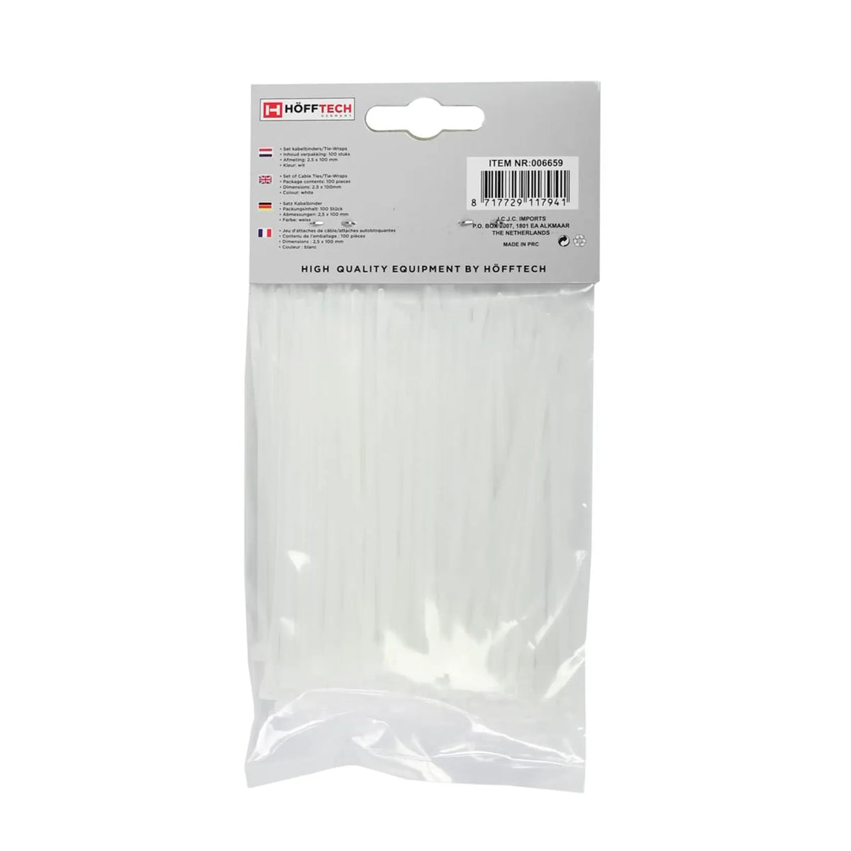 Benson Tools Kabelbinders 2.5 x 100 mm 100 dlg wit