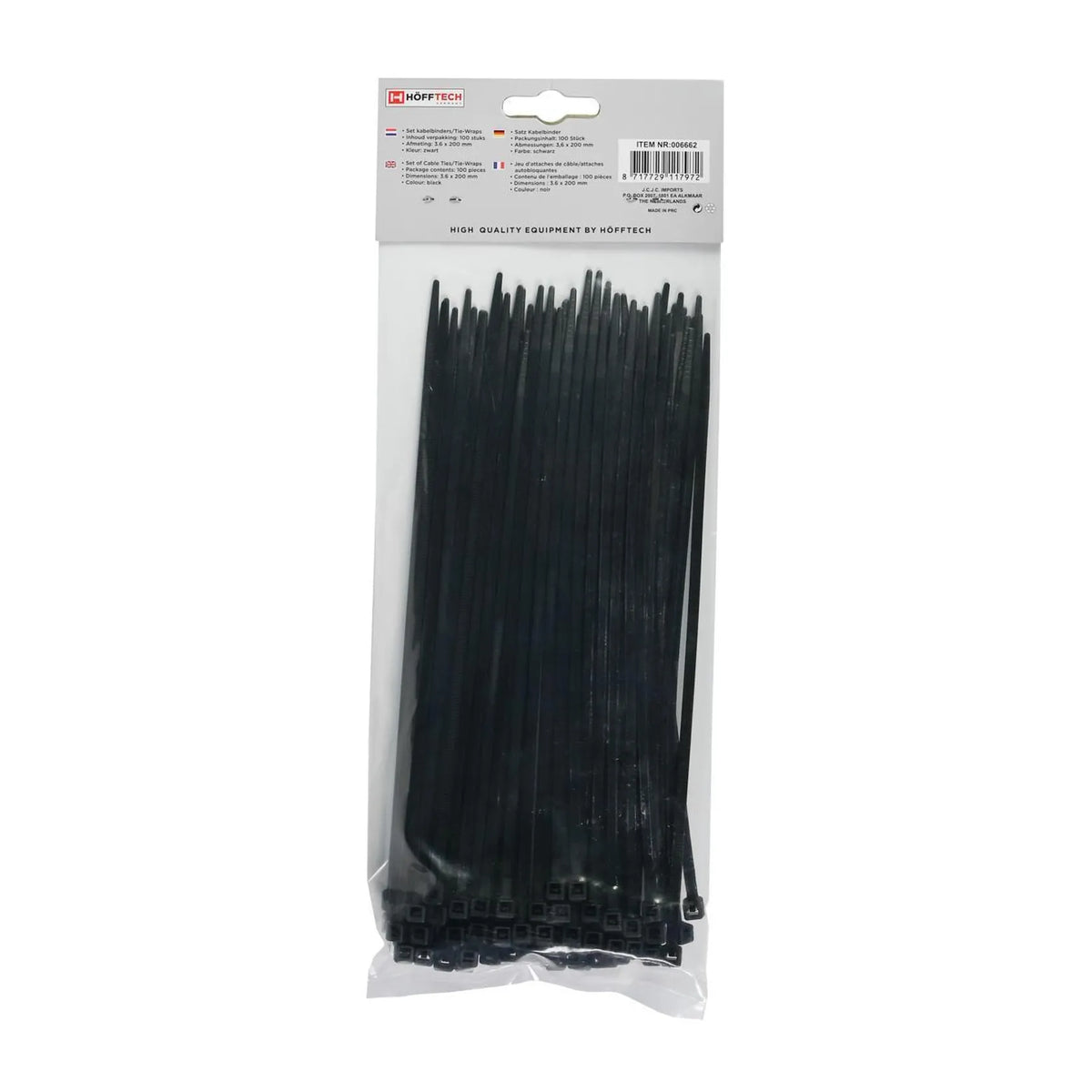 Benson Tools Kabelbinders 3.6 x 200 mm 100 dlg zwart