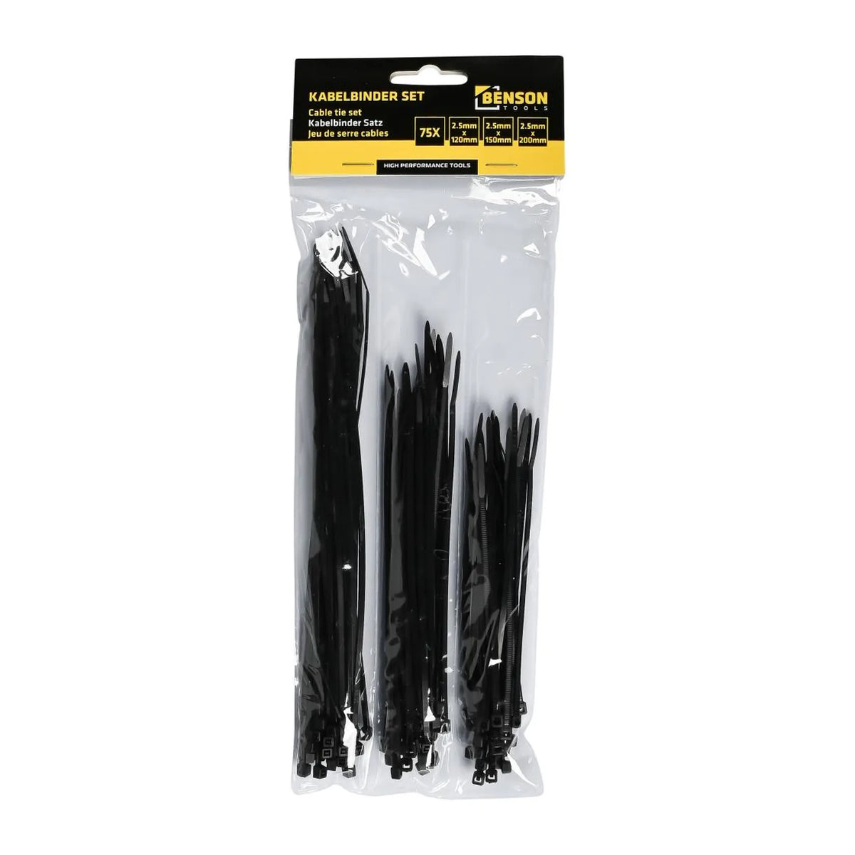 Benson Tools Kabelbinders 75 stuks zwart