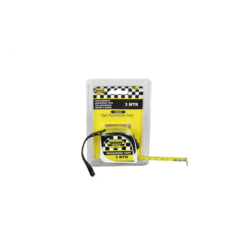 Benson Tools Rolbandmaat chroom 3 mtr x 16 mm