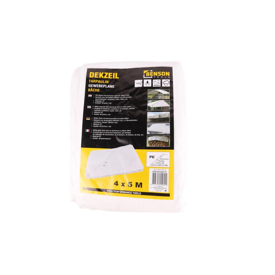 Benson Tools Dekzeil 4 x 5 m wit