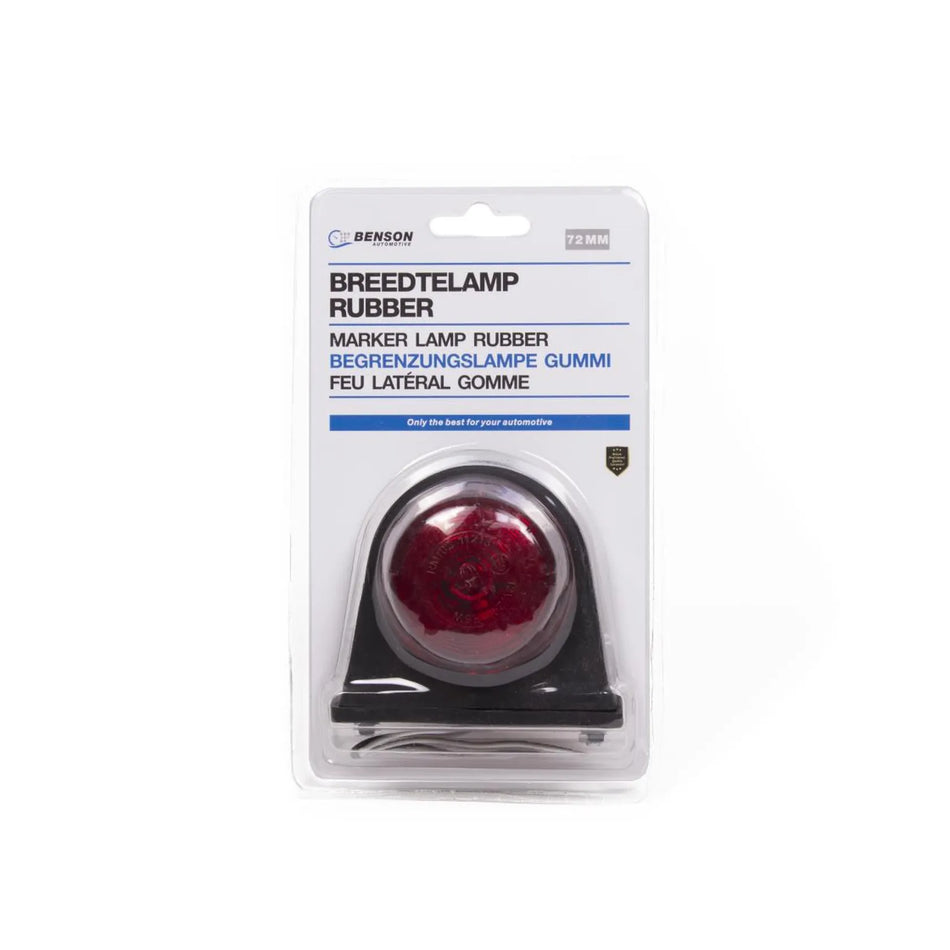 Benson Automotive Breedtelamp rubber 72 mm rood/wit e keur