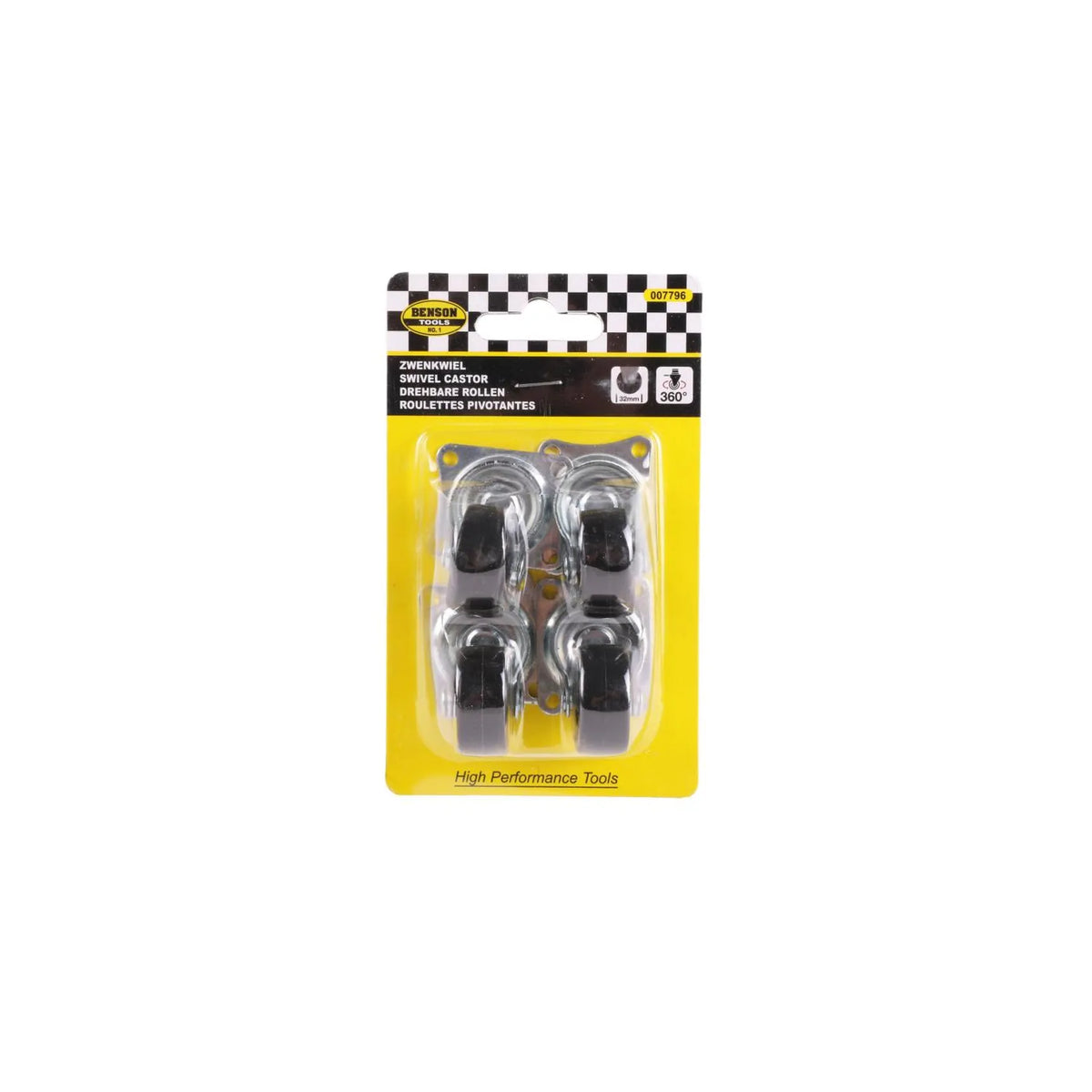 Benson Tools Zwenkwiel set 50 mm zwart 4 dlg