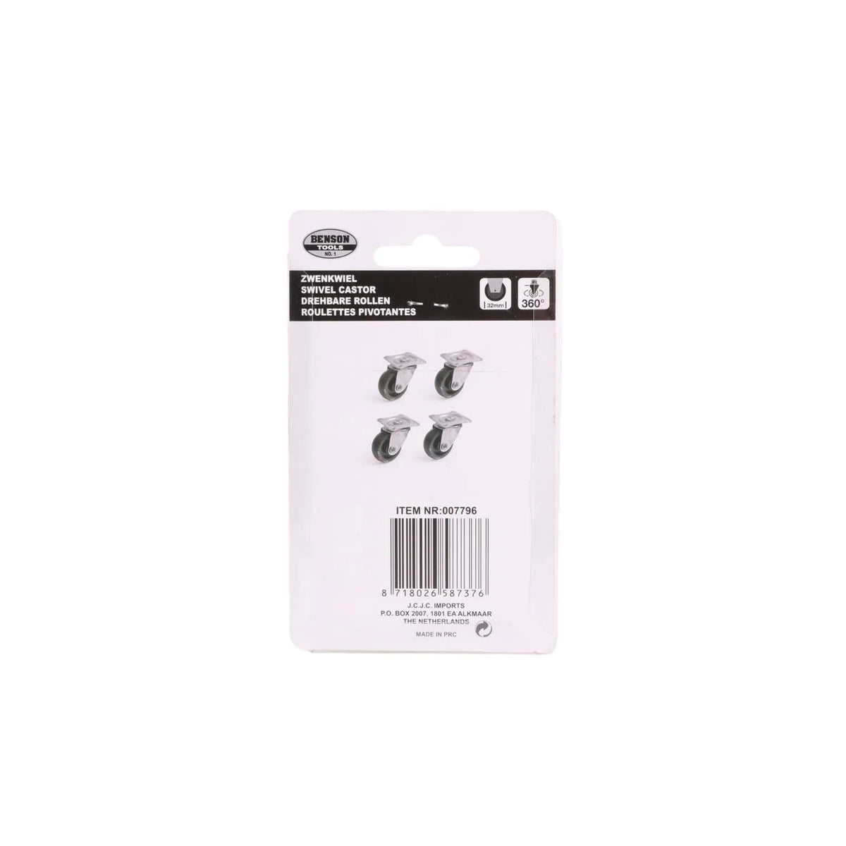 Benson Tools Zwenkwiel set 50 mm zwart 4 dlg
