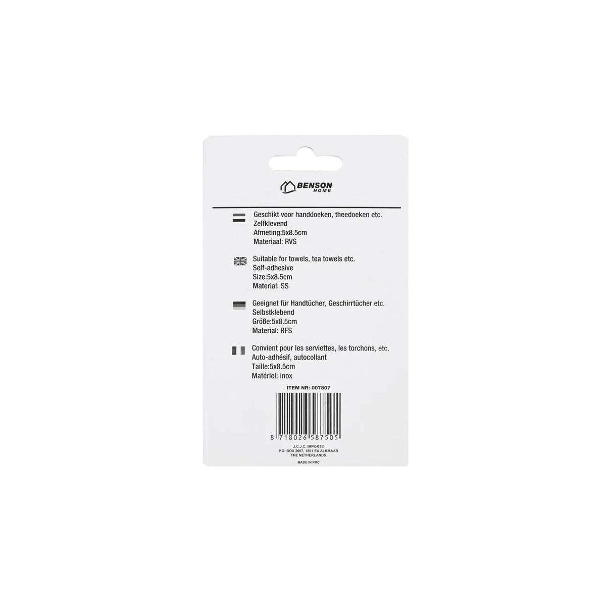 Benson Handdoek houder RVS