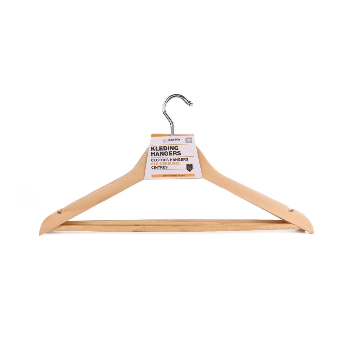 Benson Kledinghangers 3 dlg hout
