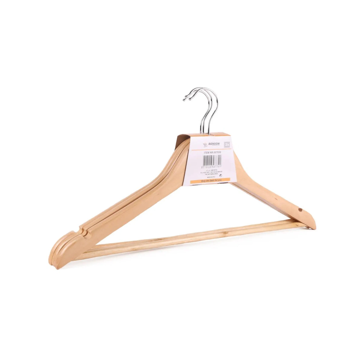 Benson Kledinghangers 3 dlg hout
