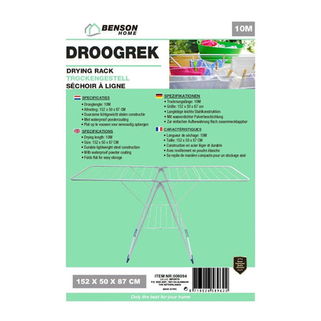 Handelsonderneming Diverza Droogrek wit opvouwbaar 152 x 50 x 87 cm