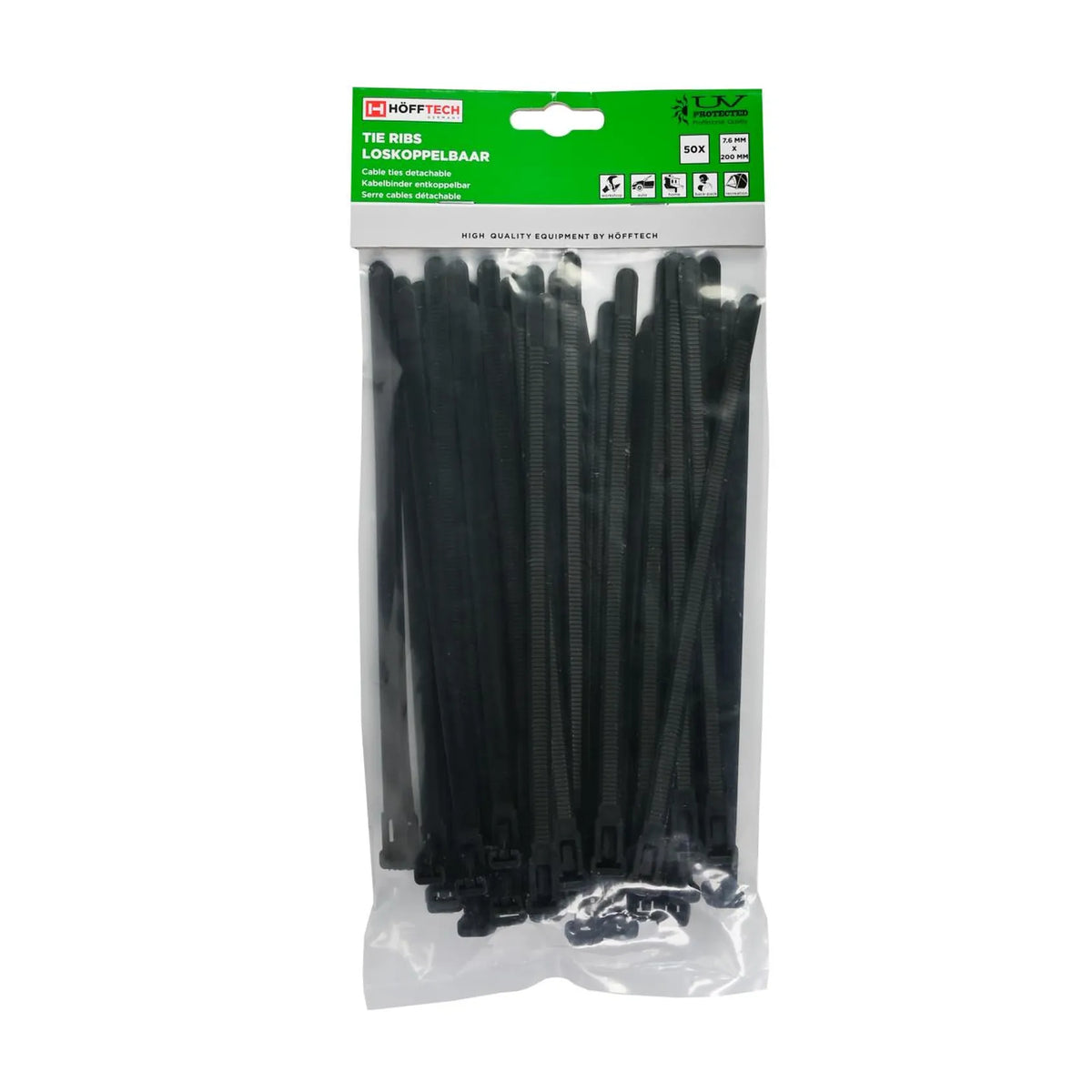 Benson Tools Kabelbinders loskoppelbaar 7.6 x 200 mm 50 dlg zwart