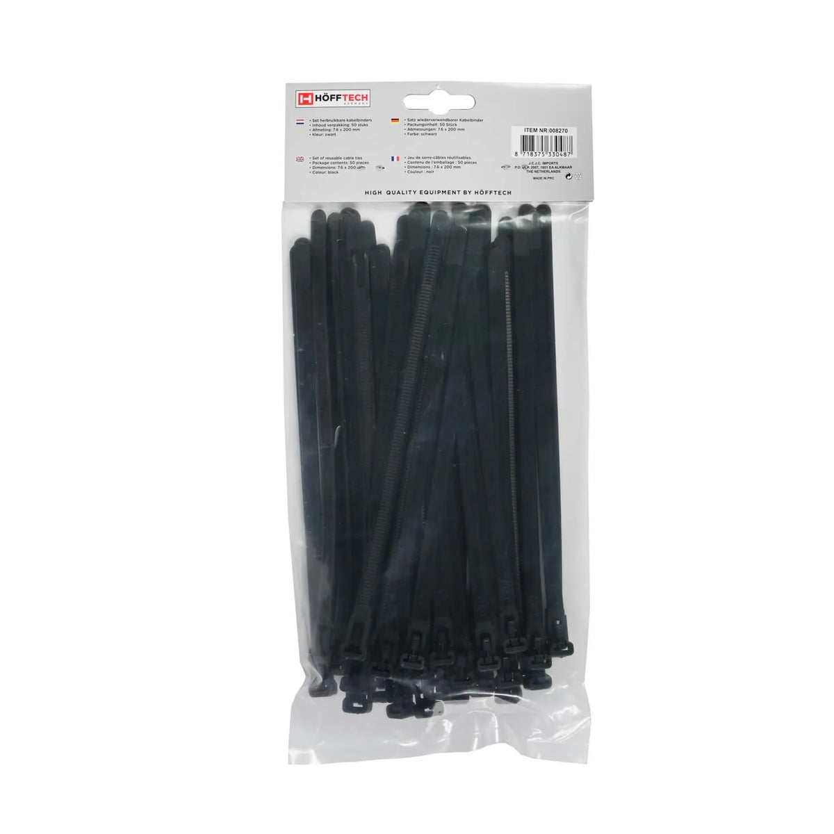 Benson Tools Kabelbinders loskoppelbaar 7.6 x 200 mm 50 dlg zwart