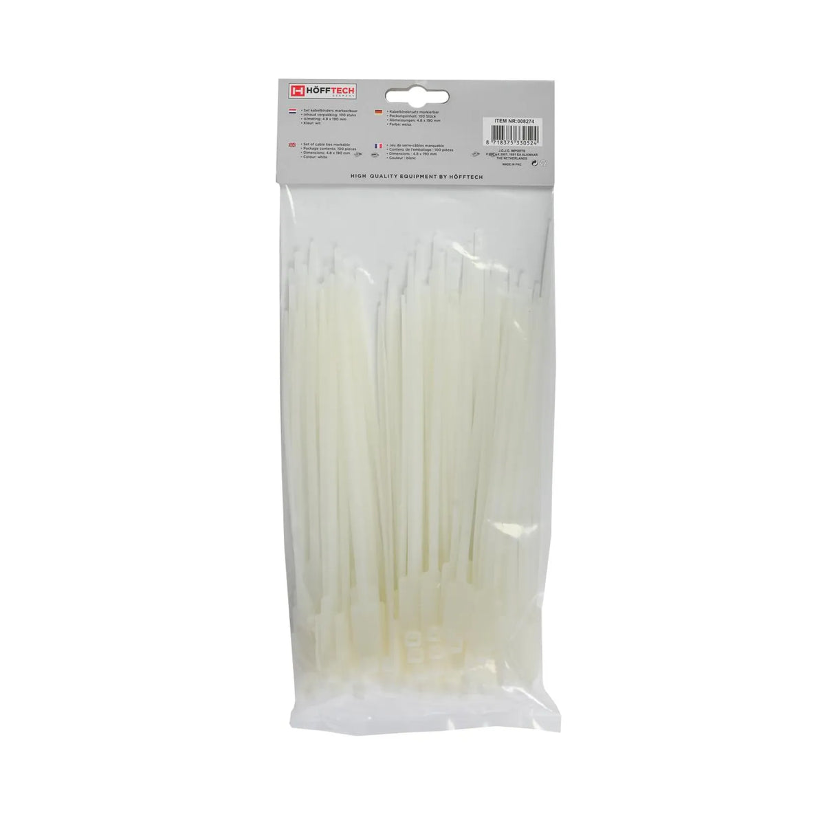 Benson Tools Kabelbinders 4.8 x 190 mm 100 dlg wit