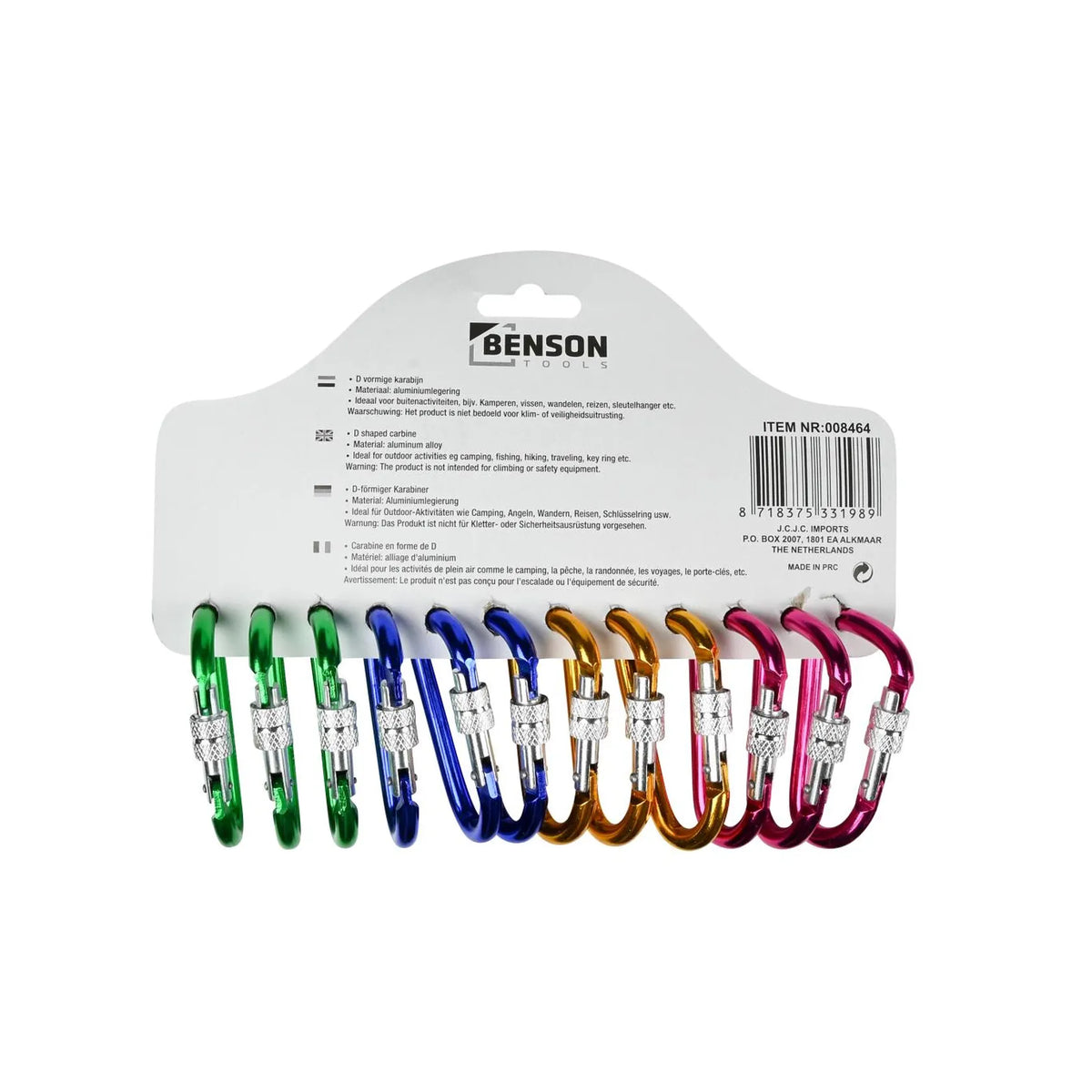 Benson Tools Sleutelhanger karabijn 12 dlg