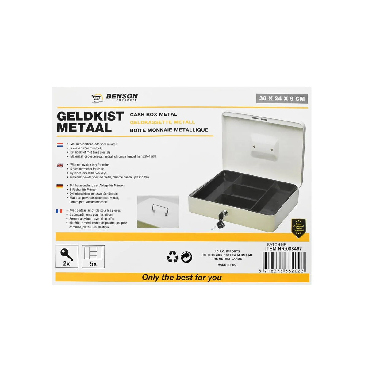 Stahlex Geldkist metaal wit 300 x 240 x 90 mm