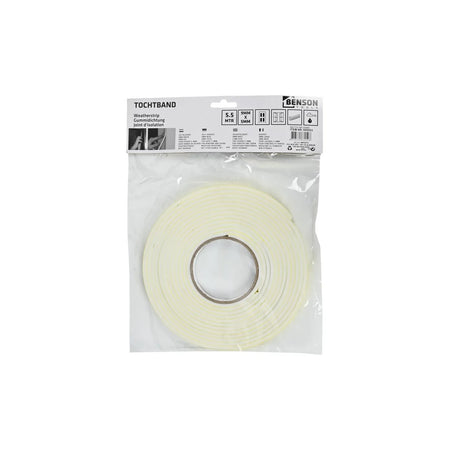 Benson Products Tochtband foam 9 x 5 mm 5.5 mtr wit