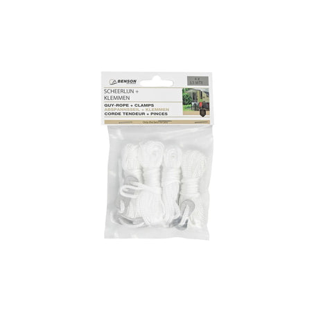 Benson Outdoor Touw scheerlijn 4 mm x 3.5 mtr + klemmen
