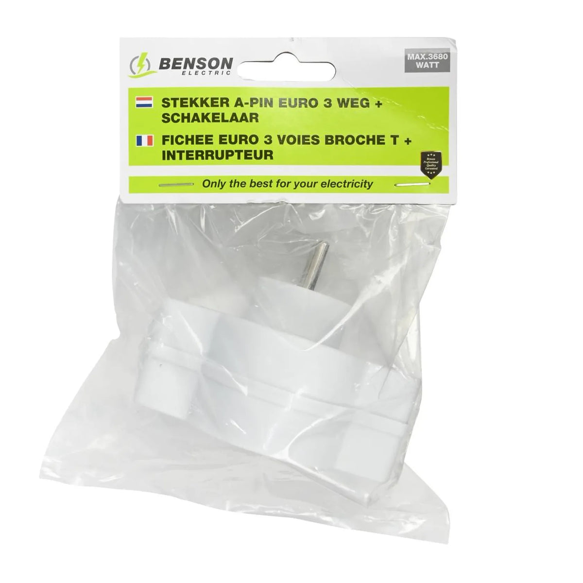 Benson Electric Stopcontact type E + schakelaar euro 3-weg